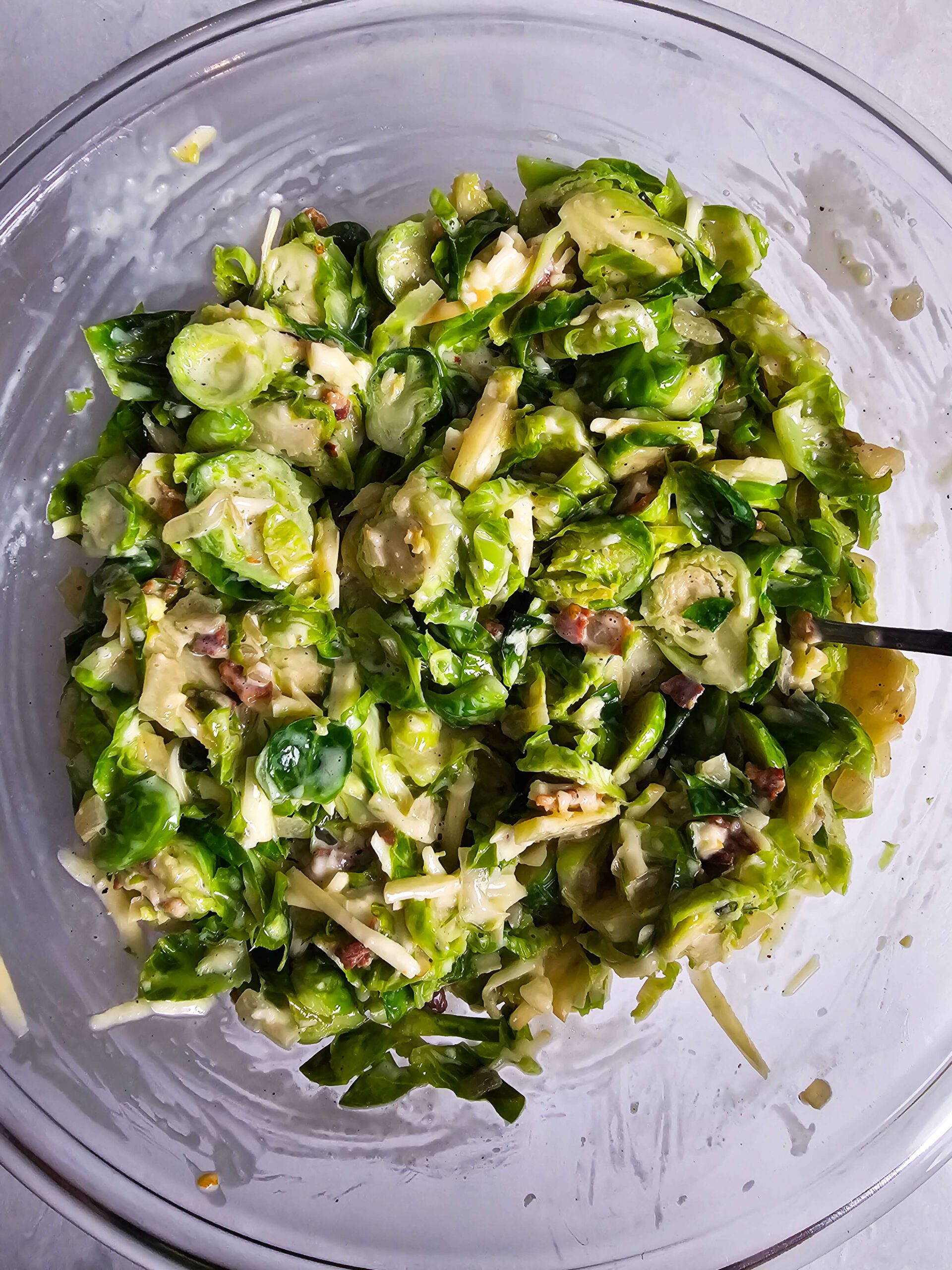 COMBINE THE SAUTEED BRUSSELS SPROUTS AND CUSTARD