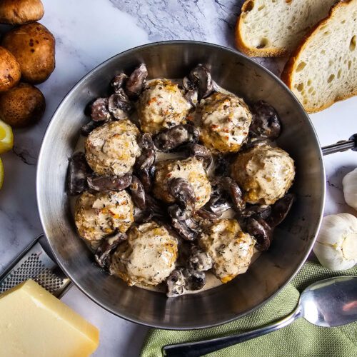 Creamy Mushroom Chicken Meatballs – Easy One-Pan Meal