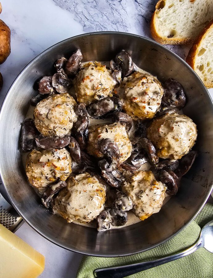 Creamy Mushroom Chicken Meatballs – Easy One-Pan Meal