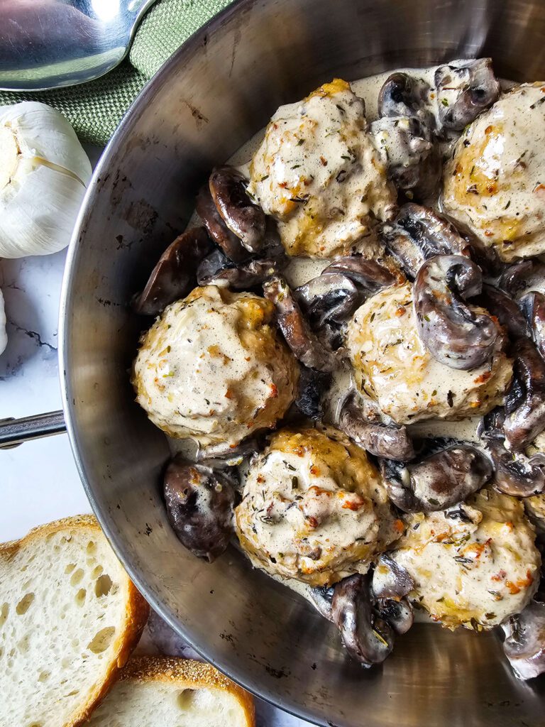 Creamy Mushroom Chicken Meatballs – Easy One-Pan Meal