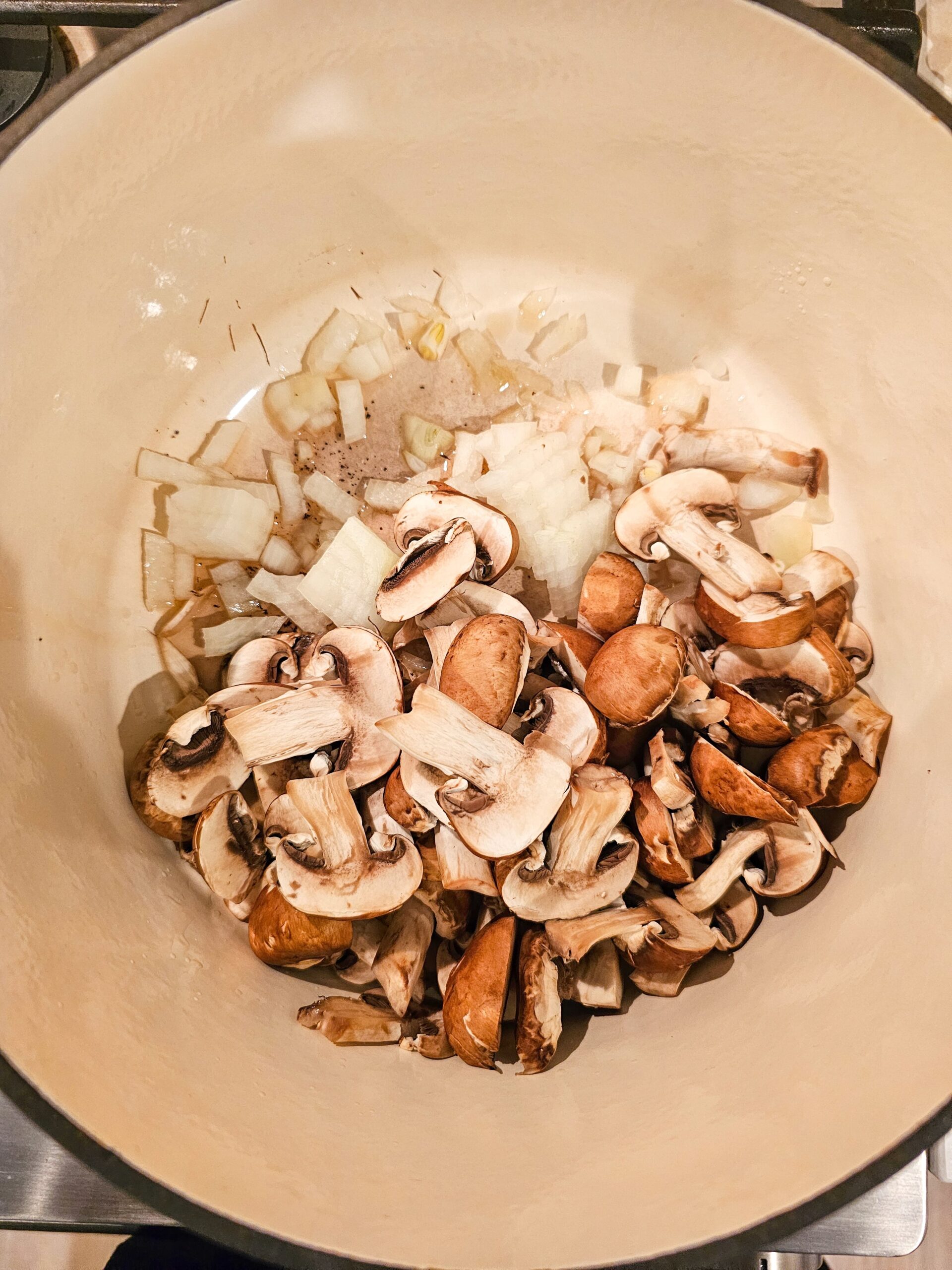 ADD THE ONIONS AND POTATOES IN A DUTCH OVEN