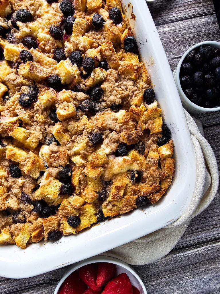Blueberry Cheesecake French Toast Casserole (Make-Ahead)