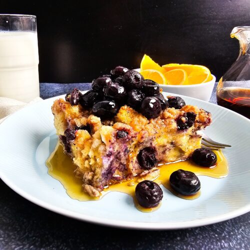 Blueberry Cheesecake French Toast Casserole (Make-Ahead)