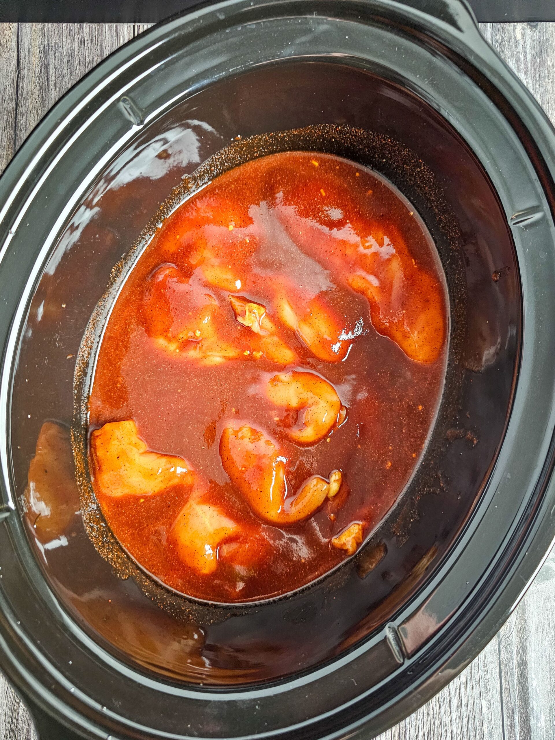 EVERYTHING CHICKEN AND SAUCE IN THE SLOW COOKER