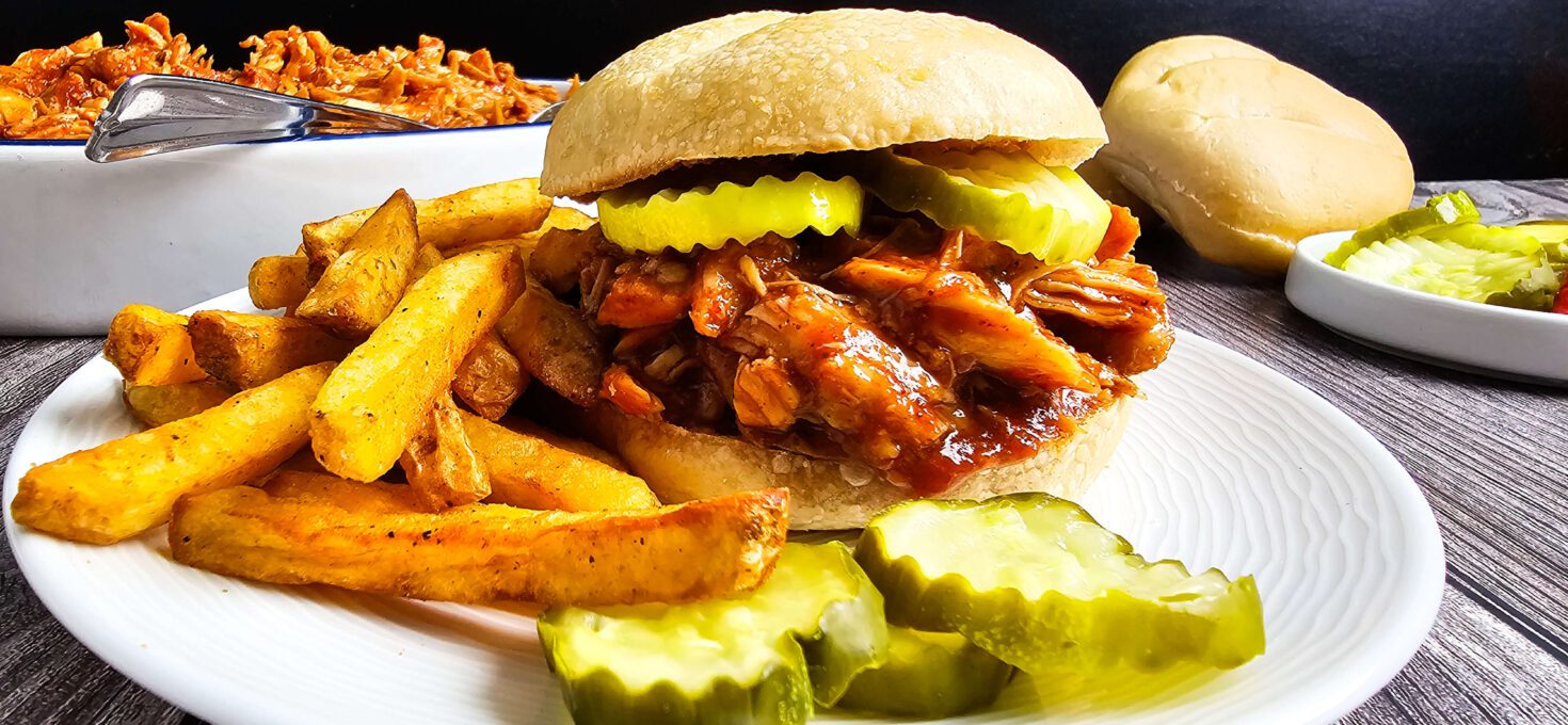 Slow Cooker BBQ Pulled Chicken | Easy Dump and Go Dinner