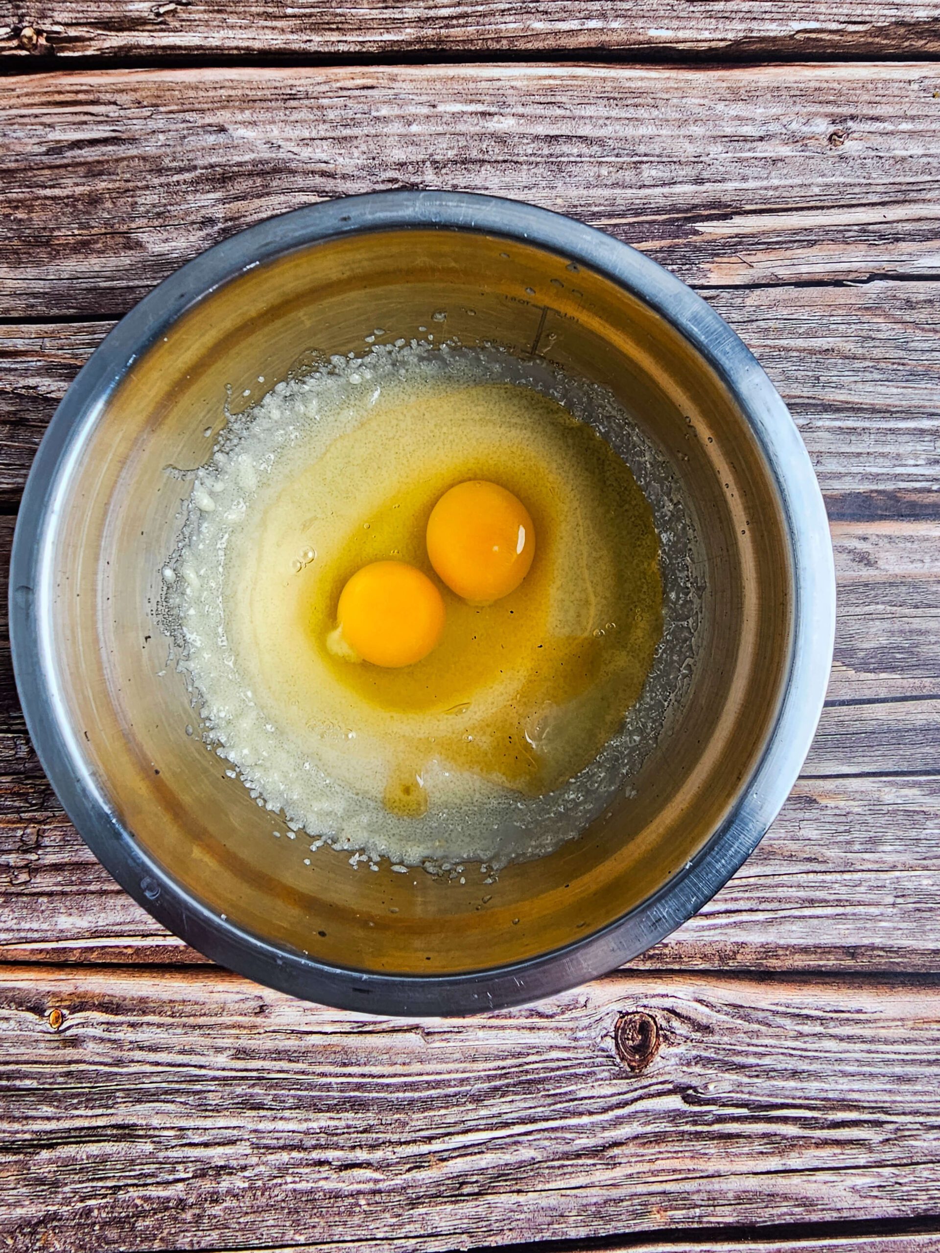 beat the eggs and butter and sugar