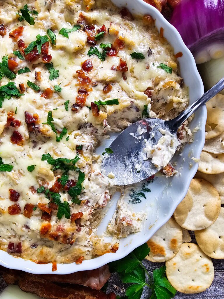 The Ultimate Caramelized Onion and Bacon Dip (Easy Party Appetizer)
