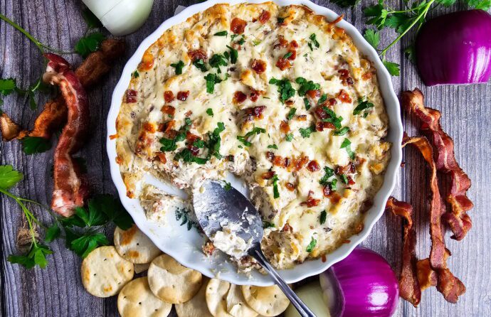 The Ultimate Caramelized Onion and Bacon Dip (Easy Appetizer)
