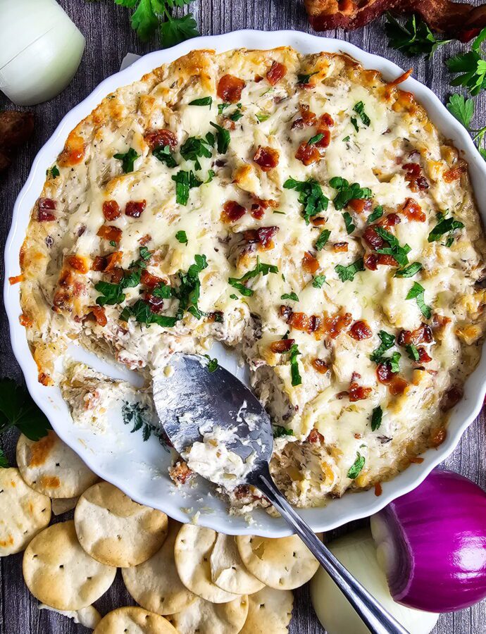 The Ultimate Caramelized Onion and Bacon Dip (Easy Appetizer)