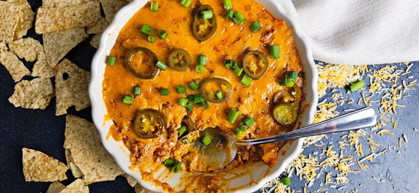 The Ultimate Beefy Chili Cheese Dip (Game Day Appetizer)
