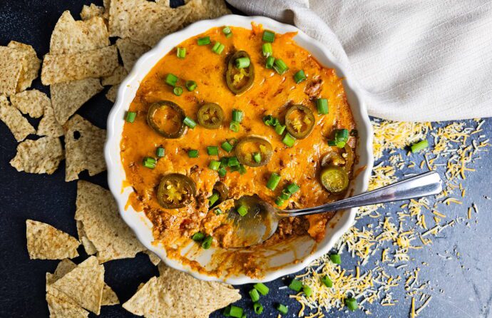 The Ultimate Beefy Chili Cheese Dip (Game Day Appetizer)