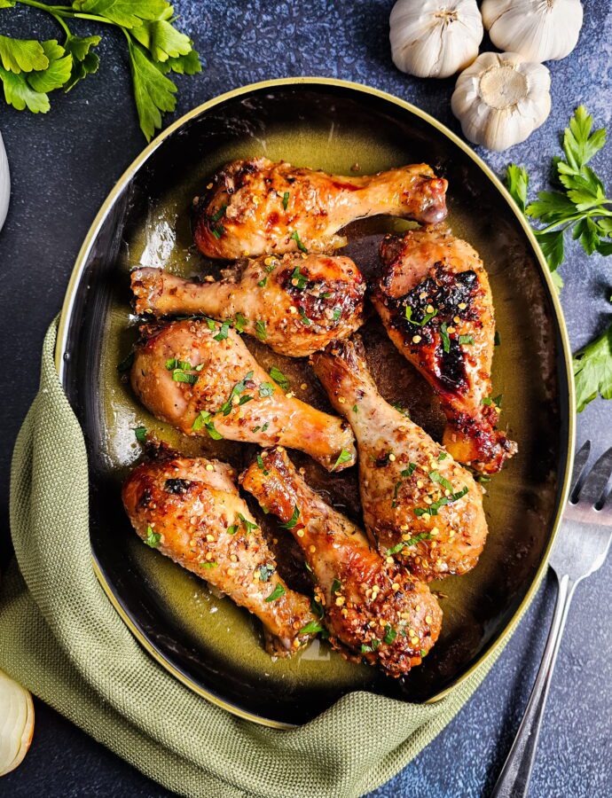Honey Garlic Baked Chicken Legs – Easy Sticky Drumsticks Dinner
