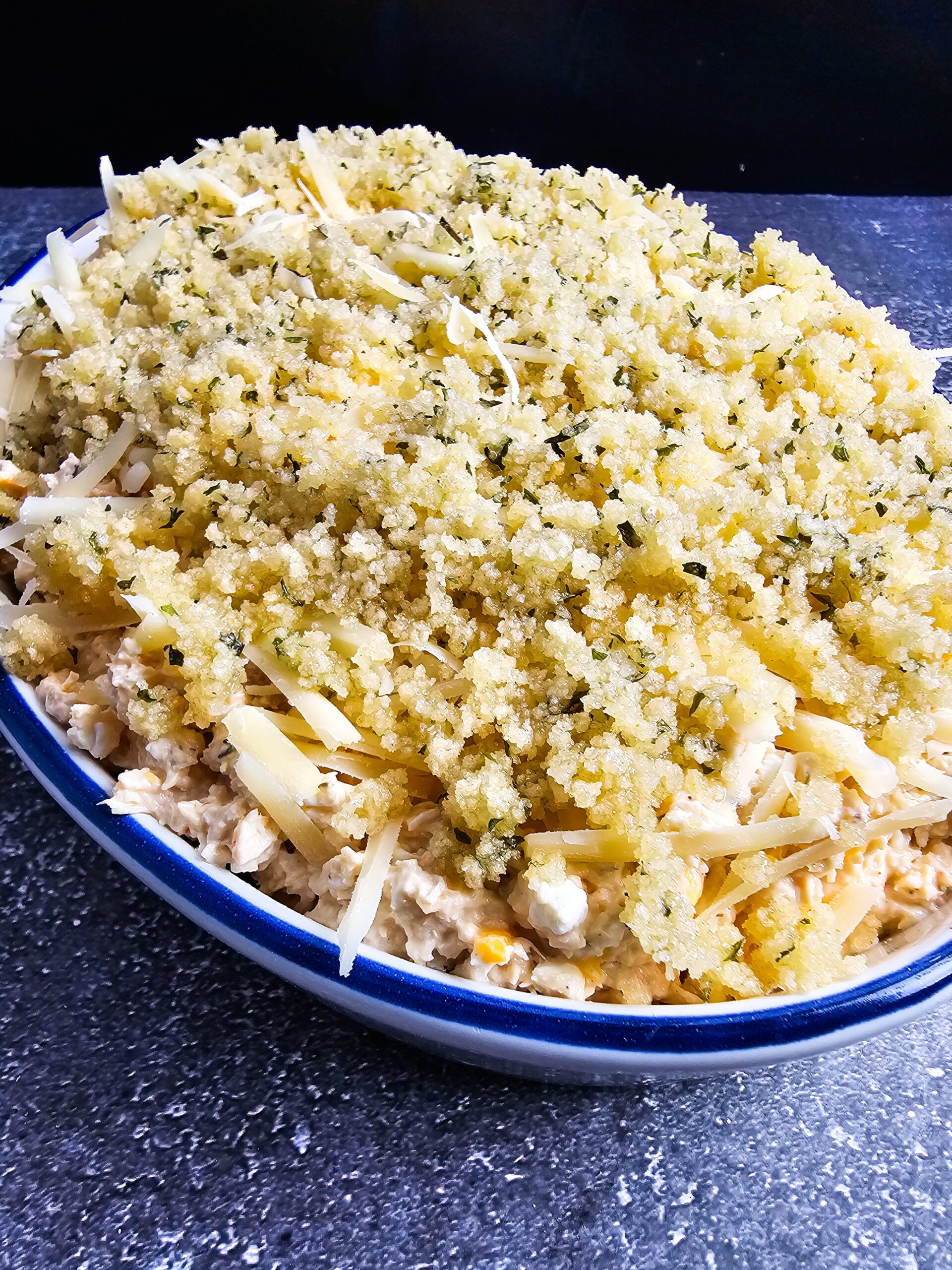 low carb chicken casserole baking in oven