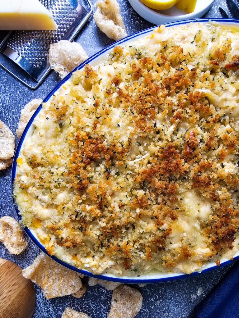 low carb chicken casserole in baking dish