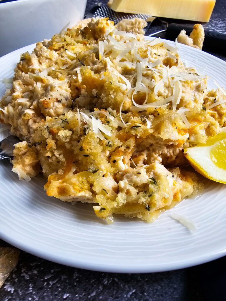 low carb chicken casserole served on plate