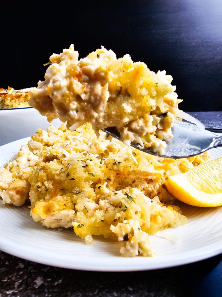 low carb chicken casserole served on plate