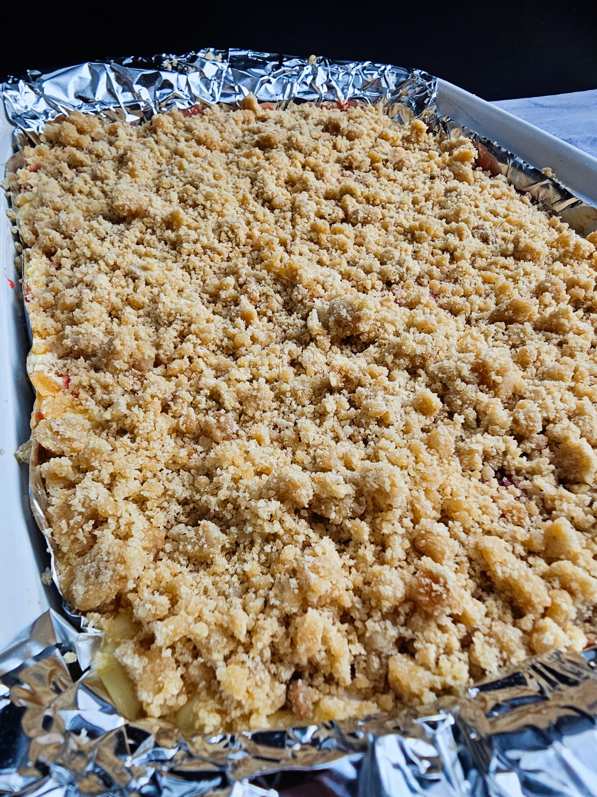 crumble topping added to before baking