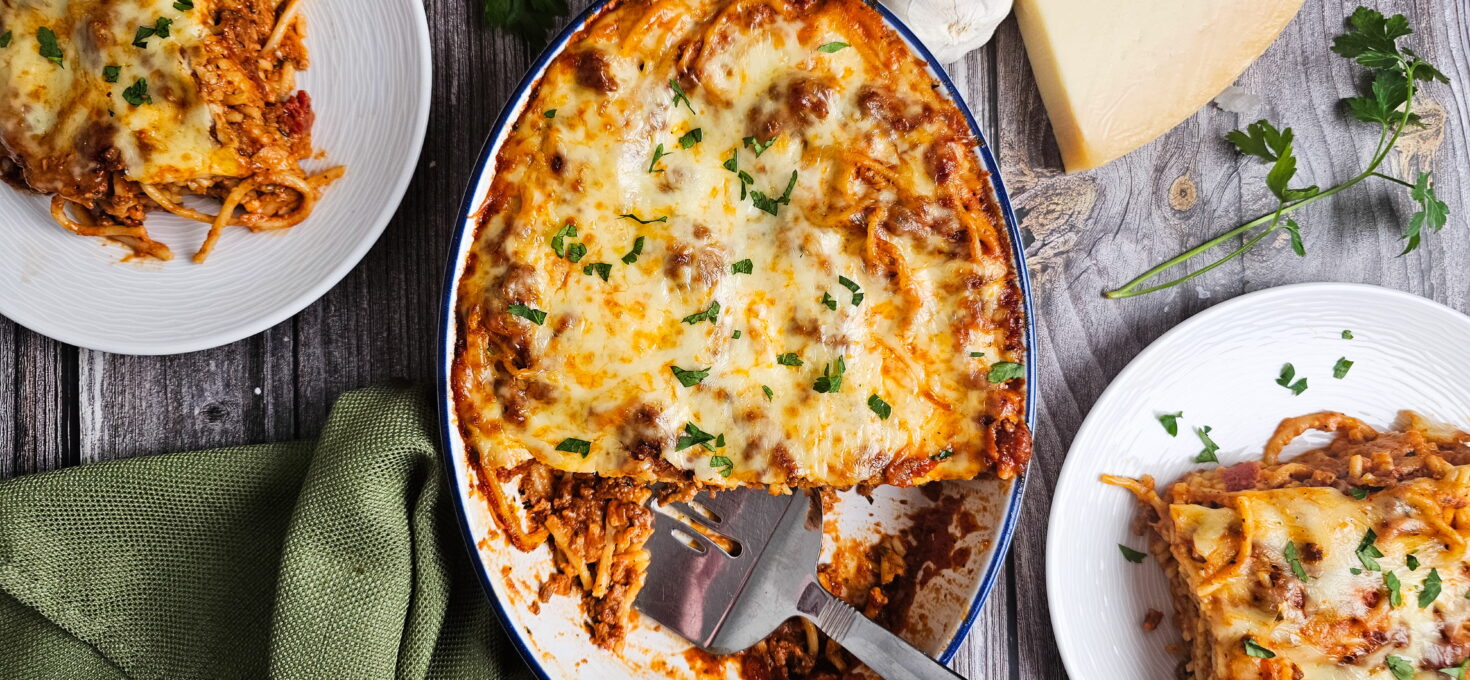 Baked Spaghetti with Alfredo Sauce (The Viral TikTok Casserole, Made From Scratch)