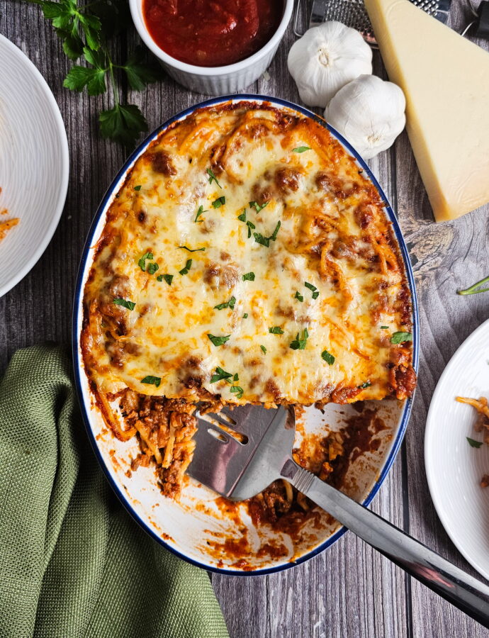 Baked Spaghetti with Alfredo Sauce (The Viral TikTok Casserole, Made From Scratch)