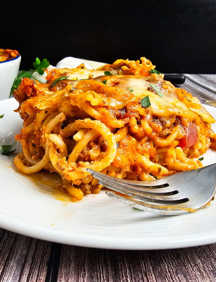 Baked Spaghetti with Alfredo Sauce (The Viral TikTok Casserole, Made From Scratch)